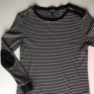 Black & white striped long sleeve shirt Lauren L